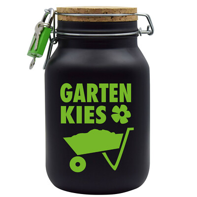 Spardose Geld Geschenk Ideen Garten Kies Grün Schwarz Größe XL 2 Liter 
