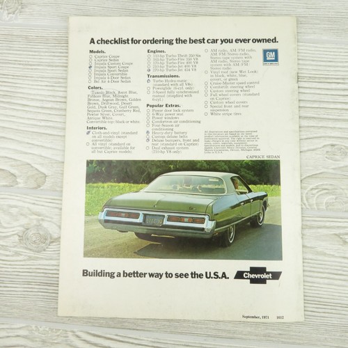 Chevrolet - Caprice, Impala, Bel-Air - 1972 - Brochure, Concessionaria - Colore - Vintage - Foto 10 di 11