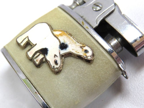 Globe Japan Polar Bears? Enamel Emblem Pot Belly Small Vintage Cigarette Lighter - Picture 6 of 11