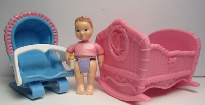 Baby Girl - Pink Cradle - Bouncer - Fisher Price Loving Family Dollhouse