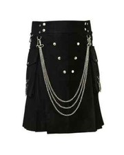 Practical kilt in gothic style handmade with chain 100 cotton black