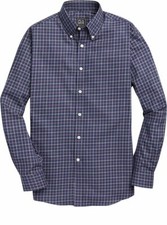 NWT - JOS. A. BANK Men's TRADITIONAL FIT BUTTON DOWN Navy CHECK SPORTSHIRT - M