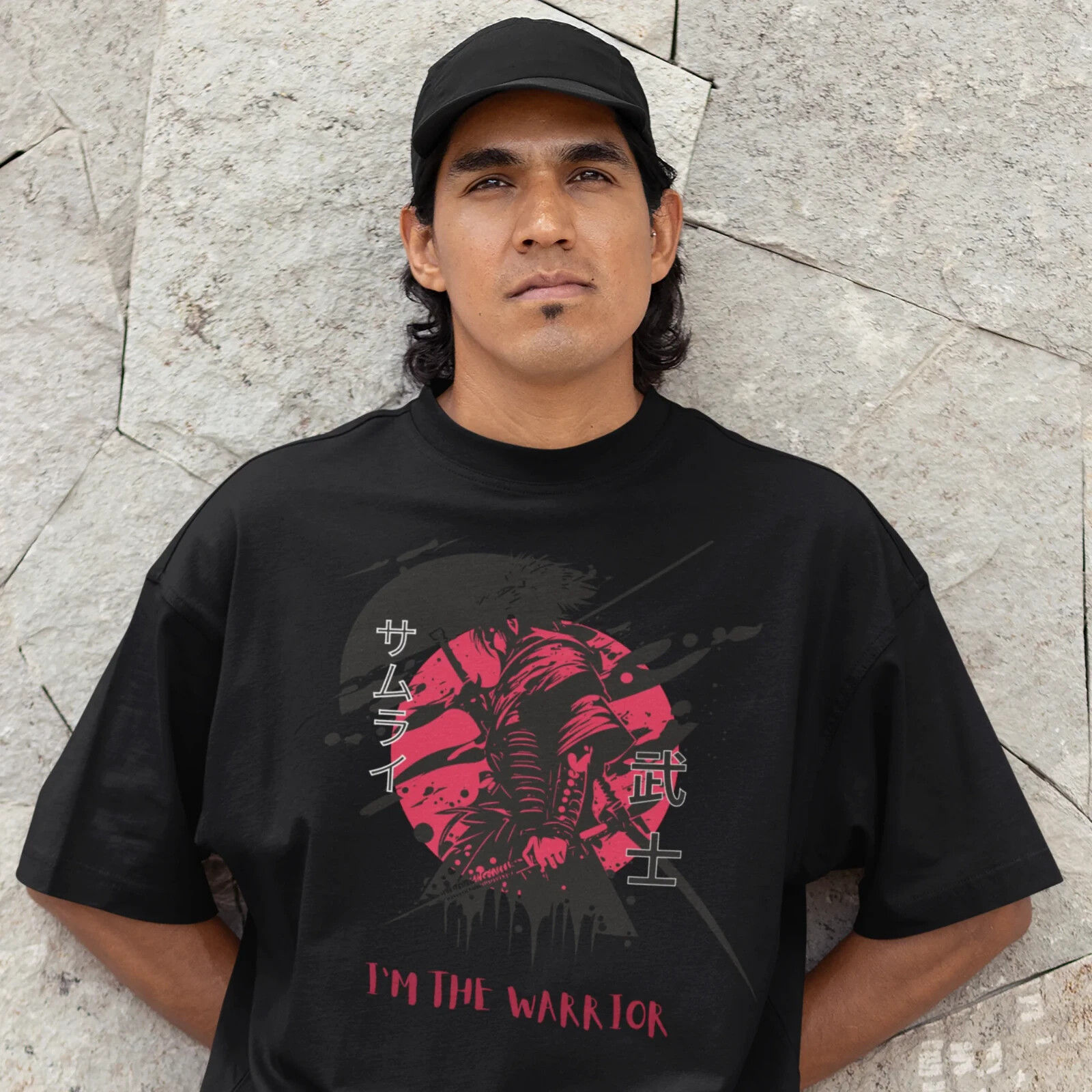 Men graphic text printed oversized black T-shirt