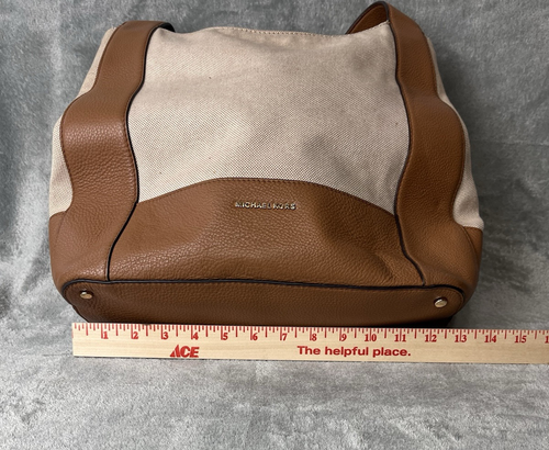 Michael Kors Schultertasche Handtasche Marlon braun Leder Canvas groß - Bild 8 von 13