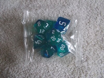 Dungeons & Dragons ''OCEAN FOREST GLITTER'' 7 Würfel Set mit Kordelzugbeutel N14