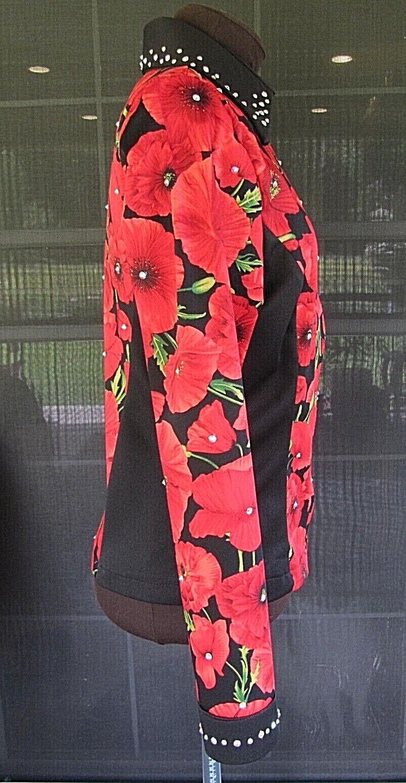 All Day Western Riding Horse Show Shirt Sz Medium Large (Red Poppy