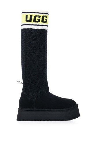 UGG Women's Classic Sweater Letter Platform Suede Boots Size 8 - Picture 5 of 6