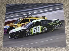 Brandon Brown Signed 8x10 Photo Larry’s Hard Lemonade Car On Track NASCAR COA