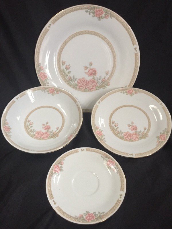 Tienshan Stoneware Fine China Christina Plates Bowls 16 Pieces