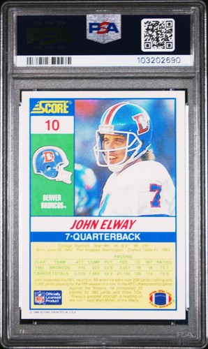 PSA 9 MINT 1990 SCORE 100 HOTTEST JOHN ELWAY #10 BRONCOS 02690 B189 - Picture 2 of 2
