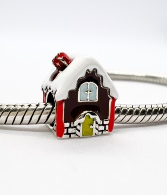 Weihnachten Lebkuchenhaus Anhänger Xmas Echt 925 Sterling Silber  