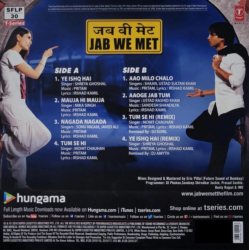 Jab We Met Vinyl LP Record Music Pritam Rare Bollywood Hindi Film Ost India Mint - Imagem 2 de 4