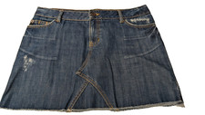 Gap denim mini skirt size 10 Dark Wash Y2k distressed vintage Casual 90's zip