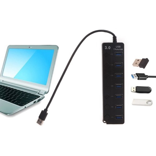 1 to 7 Port USB3.0 Hub Multi-Port USB Hub Multiport Expander for Computer - Picture 3 of 8