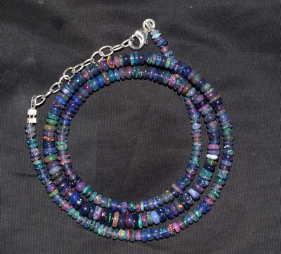 Fizagems 16 Zoll Natürliche Äthiopische Opal Perlenkette 925 Sterling Silber