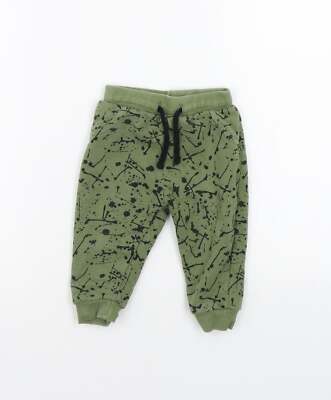 Fred & Flo Mädchen grün geometrisch Baumwolle Jogger Leggings Größe 6-9 Monate Zugstreifen