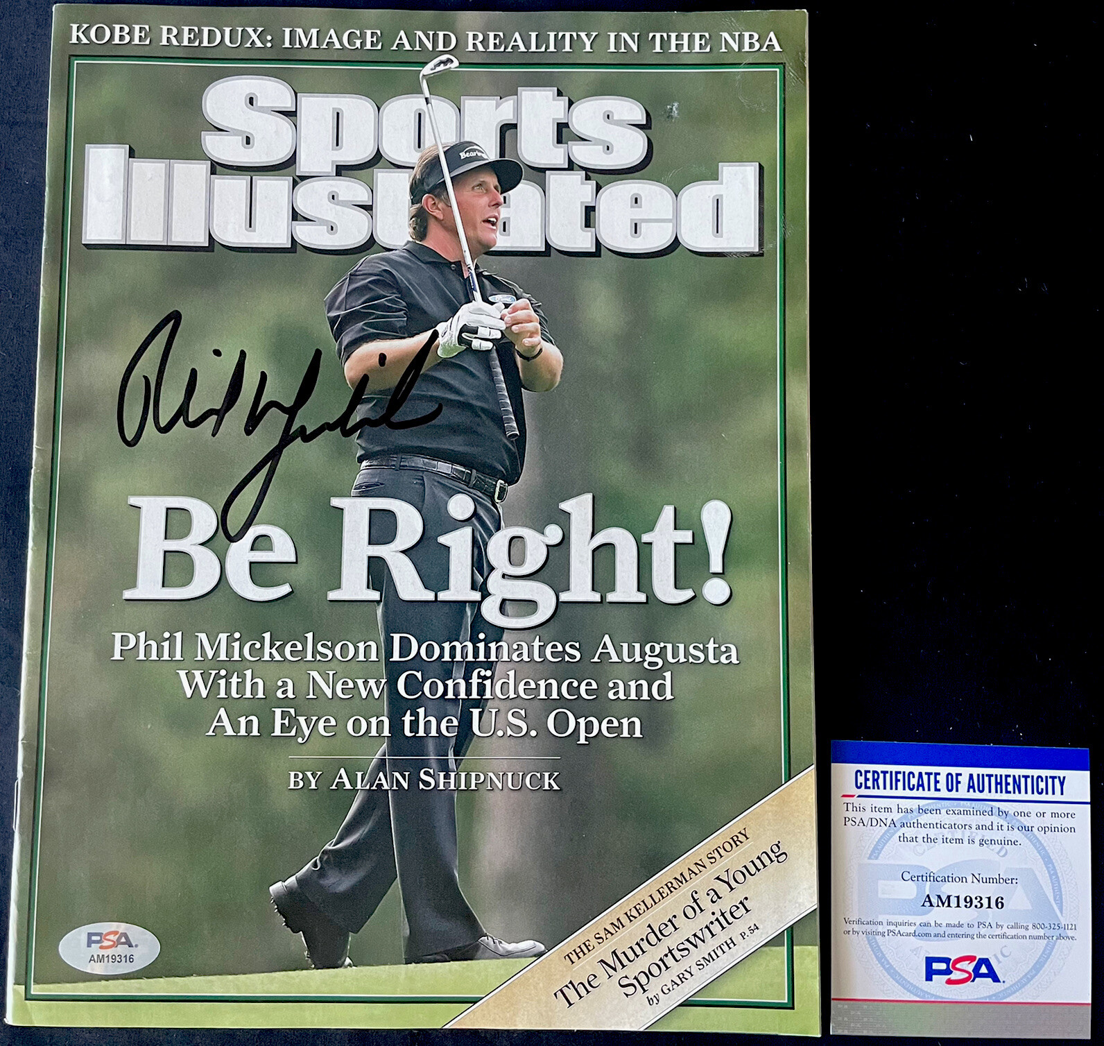 PHIL MICKELSON SIGNED AUTOGRAPH PSA/DNA NO LABEL SPORTS ILLUSTRATED MAGAZINE 2