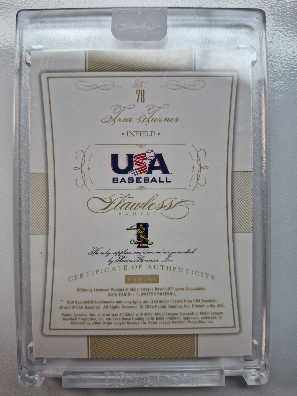 Trea TURNER 2016 Flawless TEAM USA #1/1 Triple RUBY,SAPPHIRE, Diamond One of ONE view 2