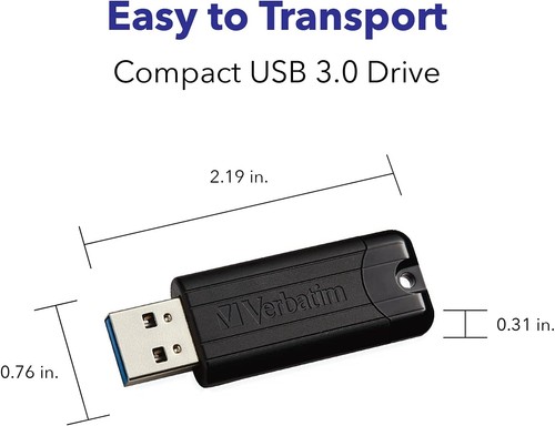 Verbatim 49317 32GB Store'n'Go Pinstripe USB 3.0 Flash Drive, Black - Foto 6 di 9