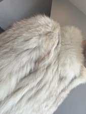 Raro cappotto pelliccia di volpe argento Saga Fox originale vintage lusso spesso soffice taglia S 