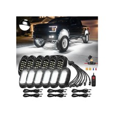 12Pods All Pure White LED Rock Lights Full Kit Plug and Play  Pre Wired 6500...
