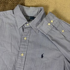 Polo Ralph Lauren Men Striped Button Down Shirt Classic Fit Size L 16 34/35 Blue
