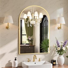 Sweetcrispy 20 in x30 in Arched Gold Bathroom Mirrors for Wall, Vanity Mirror