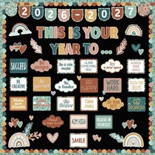 Boho Classroom Bulletin Board Decoration Set- Spring Bulletin Board Sets Boho...