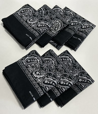 7 Black Cotton Bandana 21" Square Scarf Craft Headband Handkerchief Napkin NEW