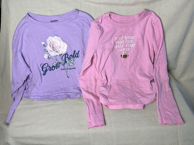 Girls Long Sleeve Shirts Pink Purple 2 Count Size 8