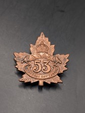 WW1 Canadian CEF 53rd Battalion Cap Collar Badge Expeditionary Force Canada Army