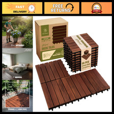Interlocking Acacia Wood Deck Tiles 12"x12" Outdoor Flooring, Waterproof, 9 PCS