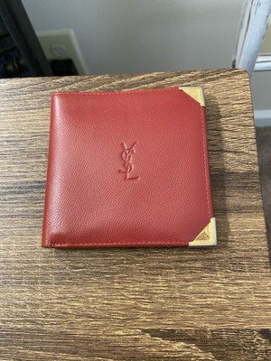 Yves Saint Laurent Red Pebbled Leather Gold Tip Bifold Wallet