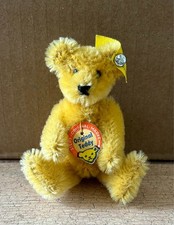 Vintage Steiff Jointed Yellow Teddy Bear 3.5 Miniature with ALL IDs 1950s