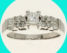 Natural Diamond Engagement Ring .60CT 14K WG H Color Princess Cut Size 7.75