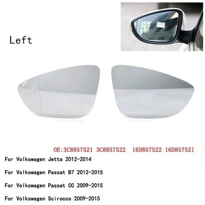 Left Side Rearview Mirror Glass for Volkswagen Jetta Passat Scirocco 2009-2015