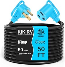 50Amp 50FT Welder Extension Cord 10 AWG, 250V NEMA 6-50P to 6-50R Heavy Duty Pow