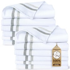 12 PCS Gray Shades 100 Cotton Kitchen Dish Towels Hanging Loop 20x28 Inch