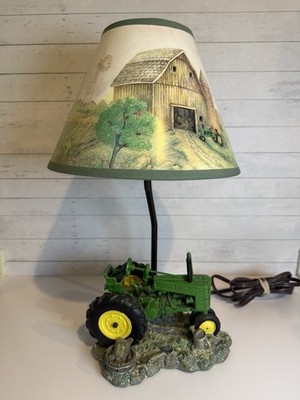 John Deere Tractor Table Lamp Farm Barn Shade Licensed 1999 Tested Working 16 
