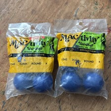 Mactivity Vintage Macrame Wood Beads BLUE 30mm 2 Pkgs New Old Stock