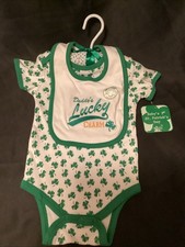 Baby's 1st St.patricks Day Irish Shamrock Size 6-9mon Daddy  s Outfit Green New