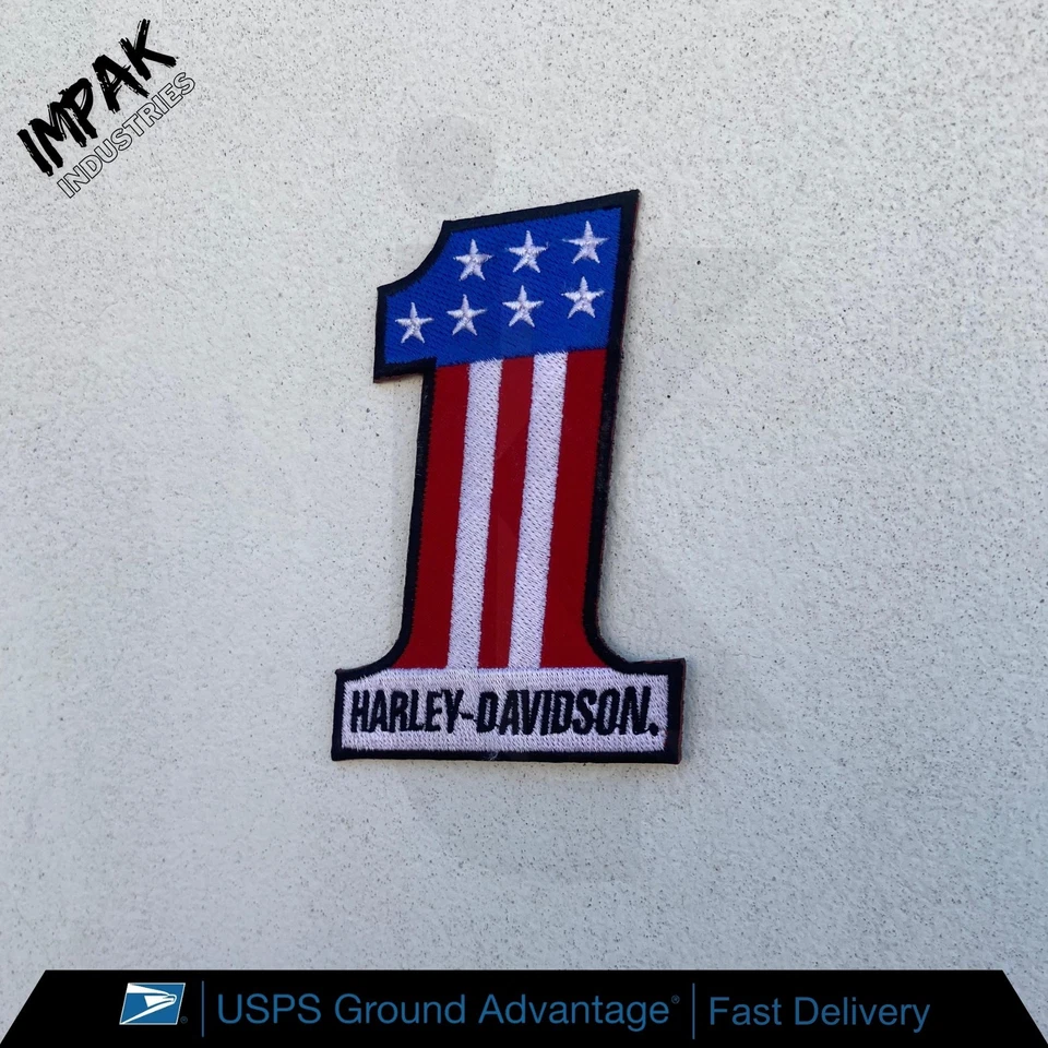 Parche pequeño Harley Davidson American Number # 1 parche bordado para planchar de 3x4" Foto 3 de 4