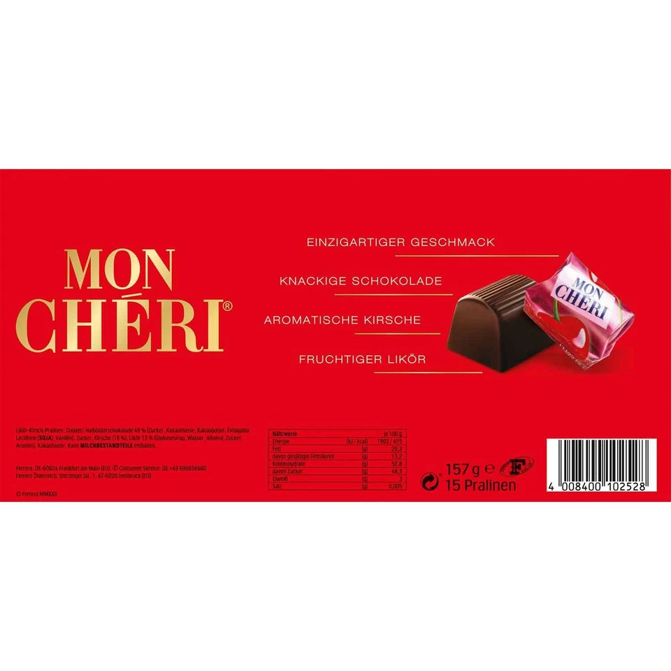 Ferrero Mon Chéri 15 штук 157 г — темный шоколад с вишней и ликером - Изображение 4 из 4