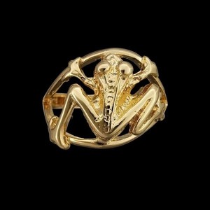 Authentic Size 8.55-925 Sterling Silver Gold Plated Frog Ring
