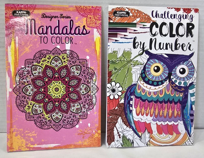 2 Kappa Adult Coloring Tablets/ books- Color by Number + Mandalas to Color NEW