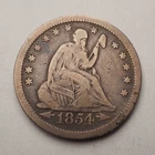 1854  AROWS SEATED LIBERTY SILVER QUARTER DOLLAR  -  - FREE SHIPPING!  C4229