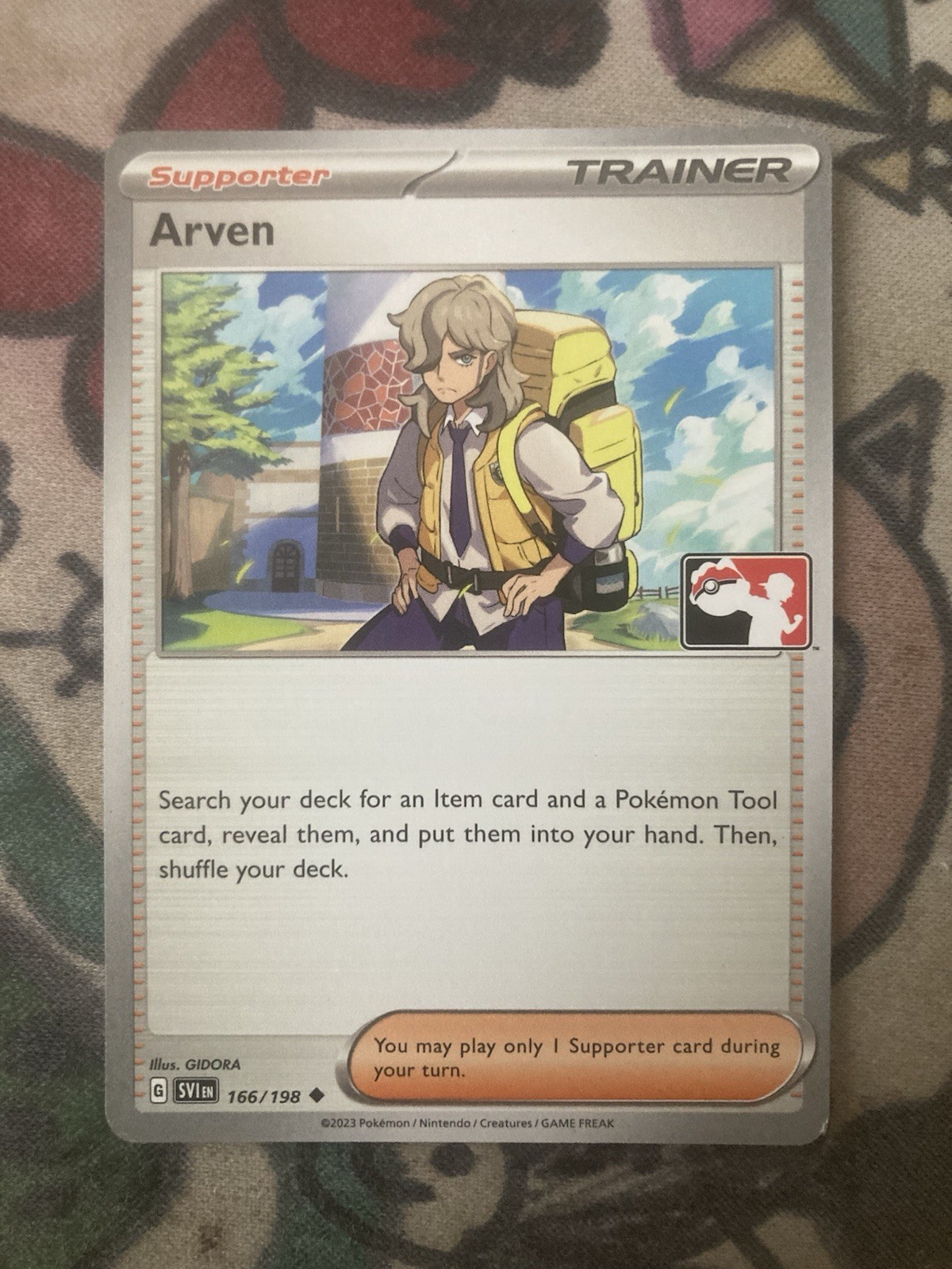 Pokemon Card Arven Non-Holo Prize Pack Series 5 (166/198) Scarlet & Violet Base 