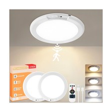 Rechargeable Ceiling Light 2Pack, 3 Color Motion Sensor Lights with Remote, W...