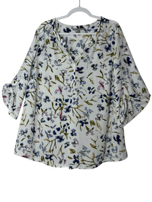 DanielRainn Blouse Women Tank TOP 2X Plus  Boho Floral Comfort Grandmacore