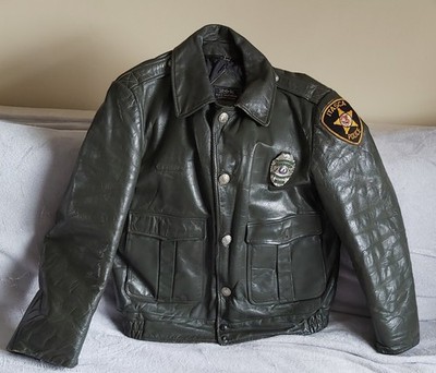 GENUINE VINTAGE AMERICAN POLICE MOTORCYCLE RIDERS LEATHER JACKET - Main Image